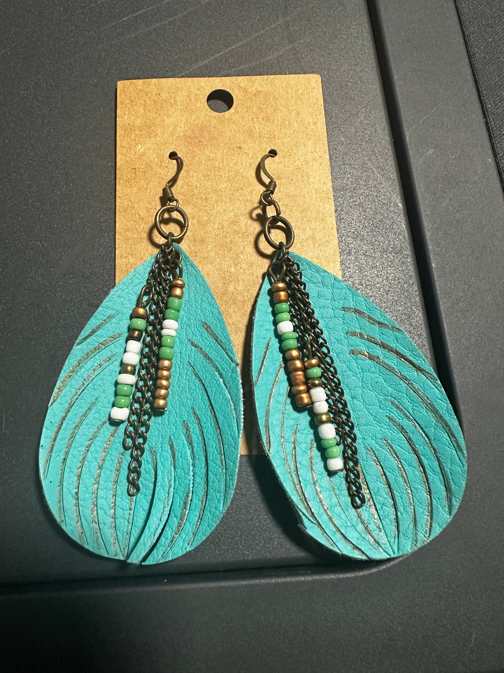 Turquoise leaf earrings